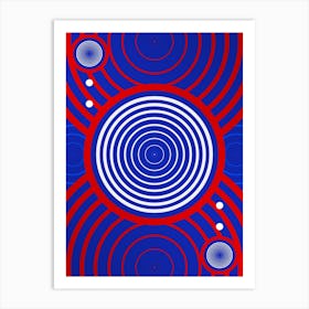 Geometric Glyph Abstract in White on Red and Blue Array n.0044 Art Print