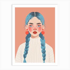 Blue Hair Girl Art Print