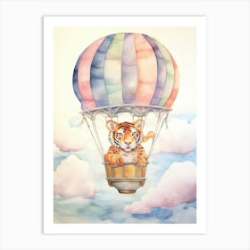 Baby Tiger In A Hot Air Balloon Art Print