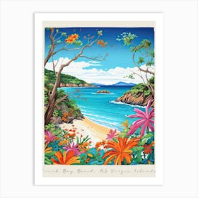 Poster Of Trunk Bay Beach, Us Virgin Islands, Matisse And Rousseau Style 2 Art Print