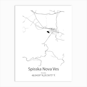 Spisska Nova Ves,Slovakia Minimalist Map Art Print