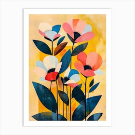 Flowers On A Yellow Background Art Print