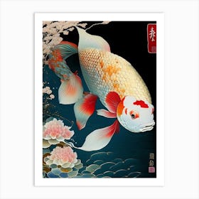 Doitsu Kohaku 1, Koi Fish Ukiyo E Style Japanese Art Print