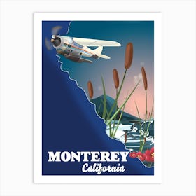 Monterey California Travel map Art Print