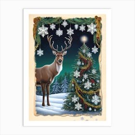 William Morris Christmas Deer 2 Art Print