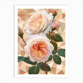 English Roses Painting Rose Geometric 5 Art Print