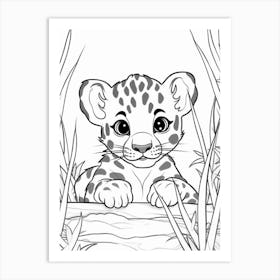 Line Art Jungle Animal Leopard 4 Art Print