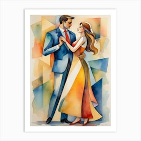 Couple Dancing Watercolor Painting Art Print