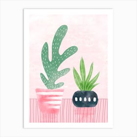 Cacti With Pink Art Print