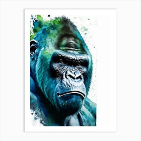 Angry Gorilla Gorillas Mosaic Watercolour 1 Art Print