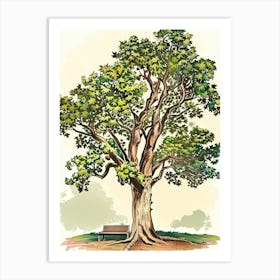 Chestnut Tree Storybook Illustration 2 Art Print