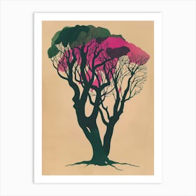 Ebony Tree Colourful Illustration 2 Art Print