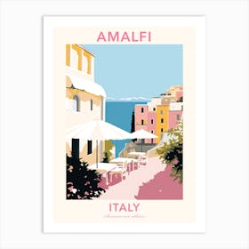 Amalfi, Italy, Flat Pastels Tones Illustration 2 Poster Art Print