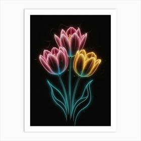 Neon Tulips 2 Art Print