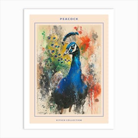 Peacock Brushstrokes Poster 3 Art Print