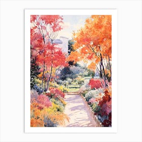 Claude Monets Garden, France In Autumn Fall Illustration 3 Art Print