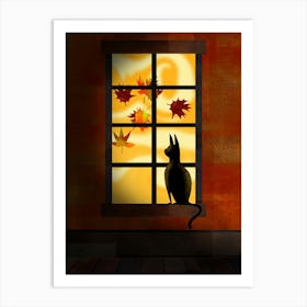 Autumn Cat Art Print