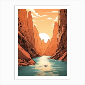 The Narrows Usa Vintage Travel Illustration Art Print