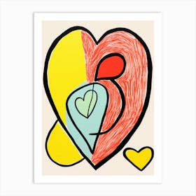 Crayon Style Red & Yellow Heart Art Print