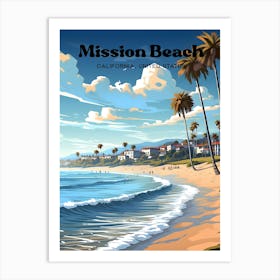 Mission Beach California United States Summer Travel Art Illustration Art Print