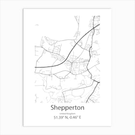 Shepperton,United Kingdom Minimalist Map Art Print