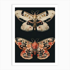 Night Butterflies William Morris Style 5 Art Print