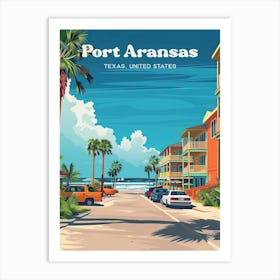 Port Aransas Texas Summer Art Illustration Póster