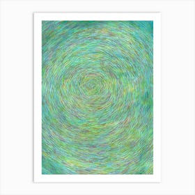 Green Water Spiral / Color pencil Stroks Art Print