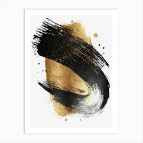 Black And Gold Brush Strokes 12 Art Print