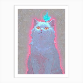 Cat With Neon Eyes 1 Art Print