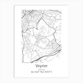 Veyrier,Switzerland Minimalist Map Art Print