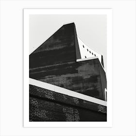 Black and White Brick Building London Art Print