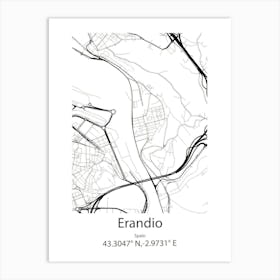 Erandio,Spain Minimalist Map Art Print