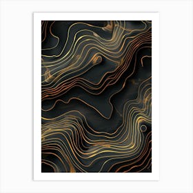 Abstract Gold Wavy Lines Art Print