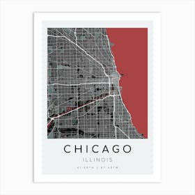 Chicago Map Print - Caravage style Art Print