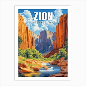 Zion National Park, Utah The Narrows Vintage Art Print