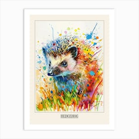 Hedgehog Colourful Watercolour 1 Poster Art Print