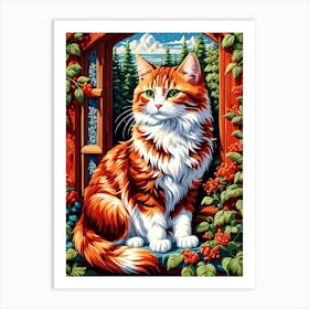 Cat In The Window Art Print