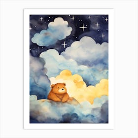 Baby Beaver Sleeping In The Clouds Art Print