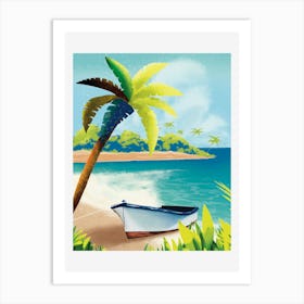 Palm Tree On The Beach Art Print