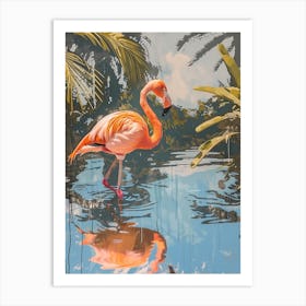 Greater Flamingo Greece Tropical Illustration 9 Art Print