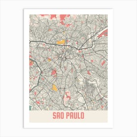 Sao Paulo Map Poster Art Print