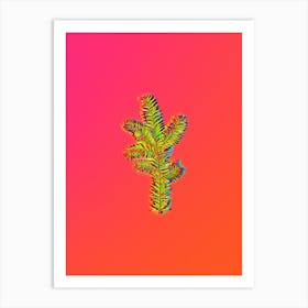 Neon English Yew Branch Botanical in Hot Pink and Electric Blue n.0234 Art Print