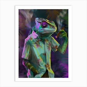 Animal Party: Crumpled Cute Critters with Cocktails and Cigars Lizard Art Print