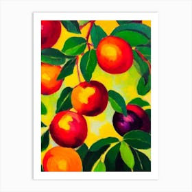 Nectarine 2 Fruit Vibrant Matisse Inspired Painting Fruit Art Print