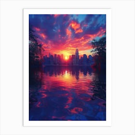 Sunset In New York City Art Print