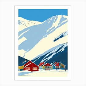 Hemsedal, Norway Midcentury Vintage Skiing Poster Art Print