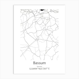 Bassum,Germany Minimalist Map Art Print