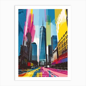 One World Trade Center New York Colourful Silkscreen Illustration 3 Art Print