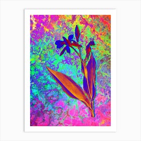 Bandana of the Everglades Botanical in Acid Neon Pink Green and Blue n.0127 Art Print